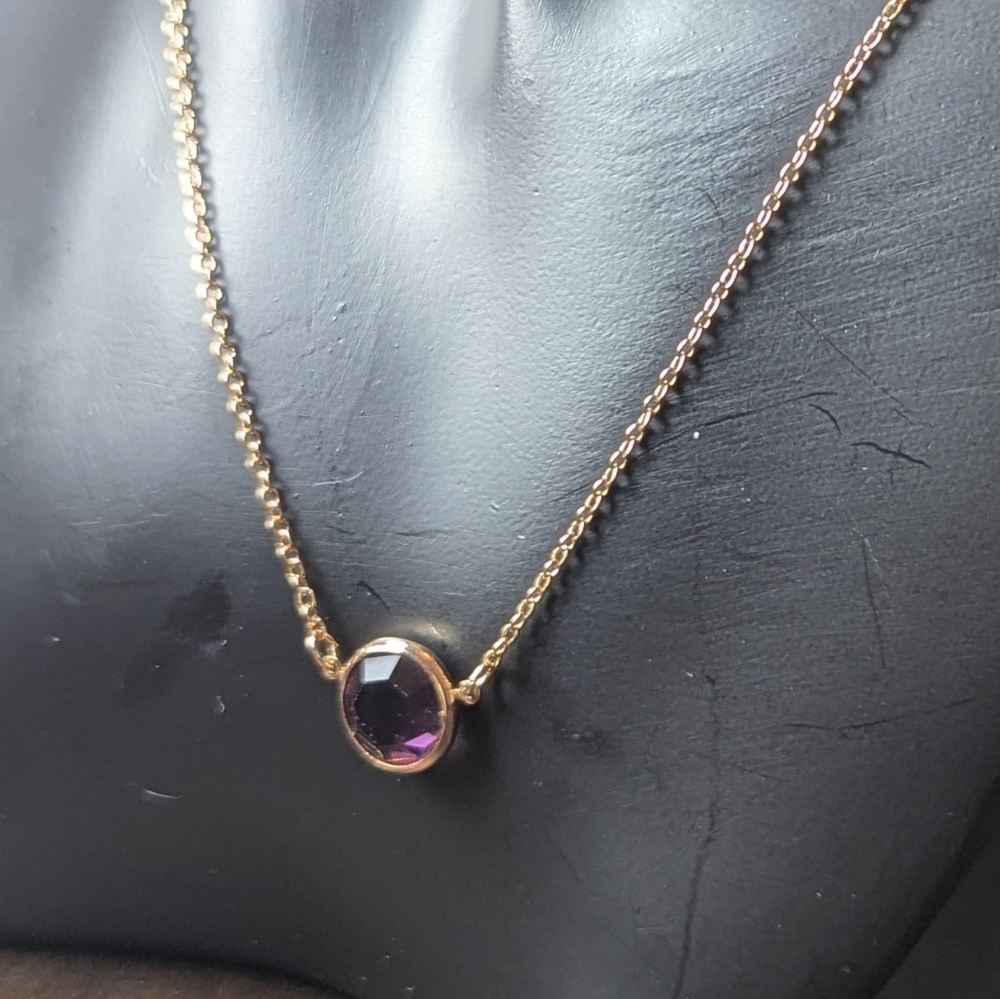 💜 Avon Elegant Gold Necklace Amethyst Gemstone 7" length layering